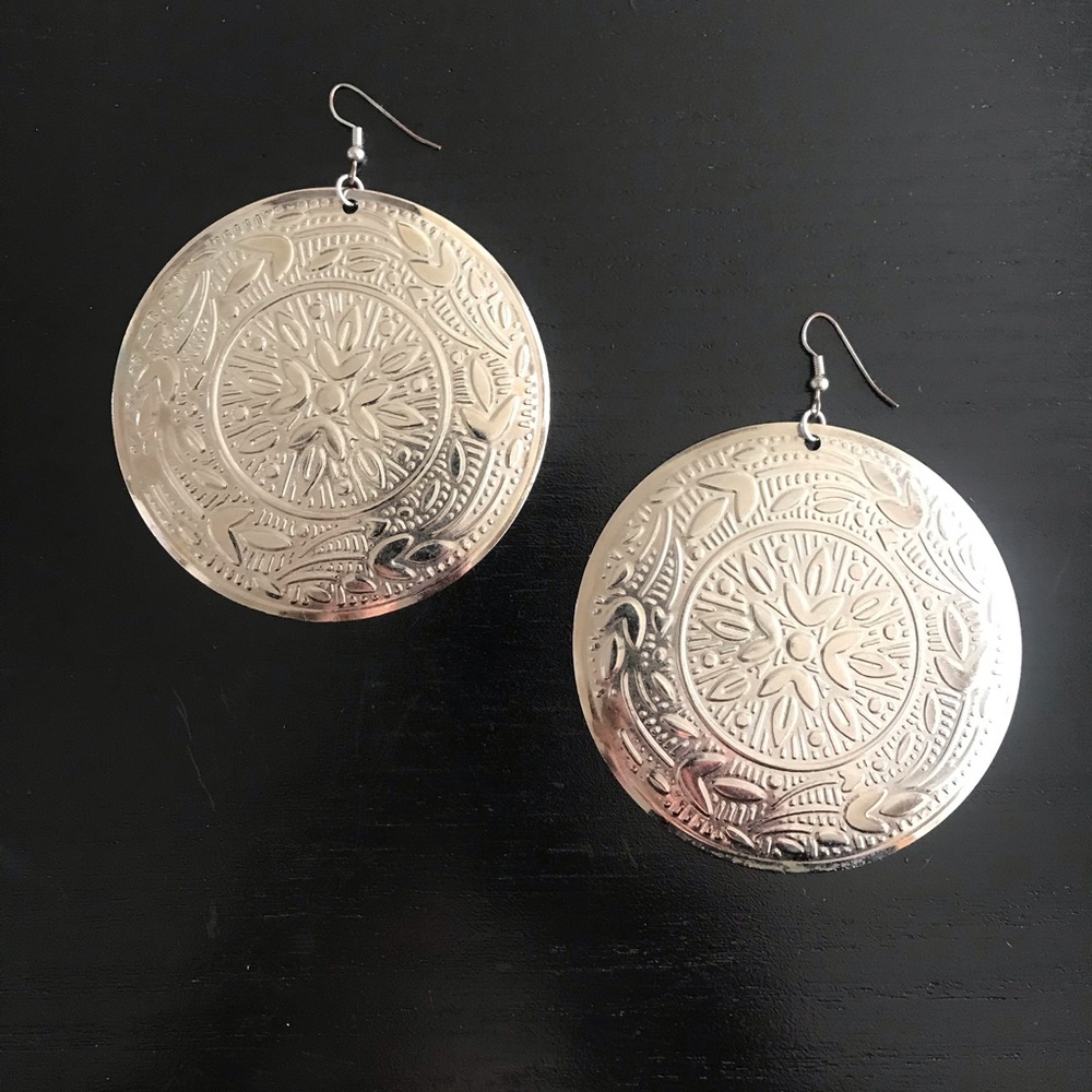 Large boho medallion earrings